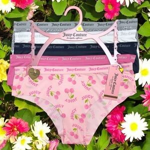 Juicy Couture Bikini Brief Pink, Black, White, Gray Logo 5 Panties Set Size L